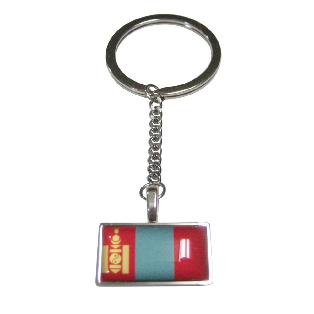 Thin Bordered Mongolia Flag Pendant Keychain - image 1